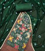 Green cotton embroidered unstitched dressaterial