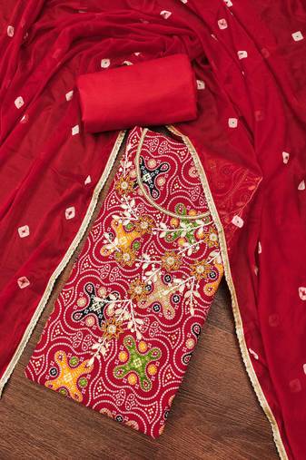 Rani cotton embroidered unstitched dressaterial