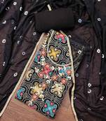 Black cotton embroidered unstitched dressaterial