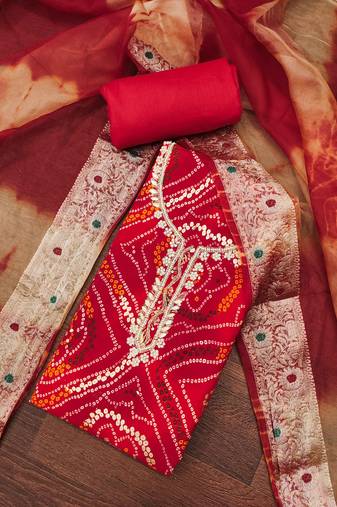 Rani cotton print handwork unstitched dressaterial