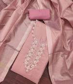 Pink shimmer cotton handwork unstitched dressaterial