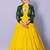 Lime Yellow And Green Jacket Style Kids PartyWear Gown Dress For Girls