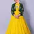 Lime Yellow And Green Jacket Style Kids PartyWear Gown Dress For Girls