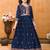 Navy Blue Rangoli Silk Sequance Embroidery Girls Partywear ReadyMade Gown Dress