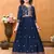 Navy Blue Rangoli Silk Sequance Embroidery Girls Partywear ReadyMade Gown Dress
