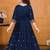 Navy Blue Rangoli Silk Sequance Embroidery Girls Partywear ReadyMade Gown Dress