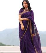 Purple cotton saree with blouse