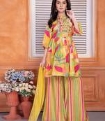 New Yellow Floral Printed Peplum yellow kids palazzo set for girl dress