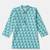 Boys blue peacock feather printed cotton kurta pyjama set