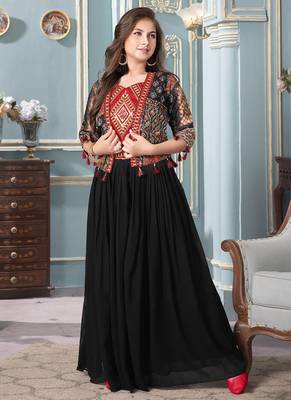 Black sequence georgette bustier top with palazzo & Jacket co-ords set for girls 1