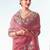 Pink embroidered cut work fancy fabric ceremonial designer saree