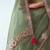 Sage green embroidered cut work fancy fabric ceremonial designer saree