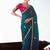Teal embroidered cut work fancy fabric ceremonial designer saree