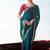 Teal embroidered cut work fancy fabric ceremonial designer saree