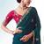 Teal embroidered cut work fancy fabric ceremonial designer saree