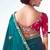 Teal embroidered cut work fancy fabric ceremonial designer saree