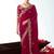 Rani pink embroidered cut work fancy fabric ceremonial designer saree