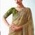 Beige embroidered cut work fancy fabric ceremonial designer saree