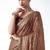 Brown embroidered cut work fancy fabric ceremonial designer saree