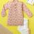 Boys peach bunny printed cotton kurta pyjama set