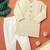 Boys cream polka dots printed cotton kurta pyjama set