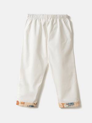 Boys yellow lion and elephant printed cotton kurta pyjama set 3