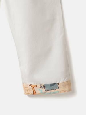 Boys yellow lion and elephant printed cotton kurta pyjama set 5