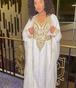 white Kaftan Zari Handcrafted Morrocan Arabic wedding dress