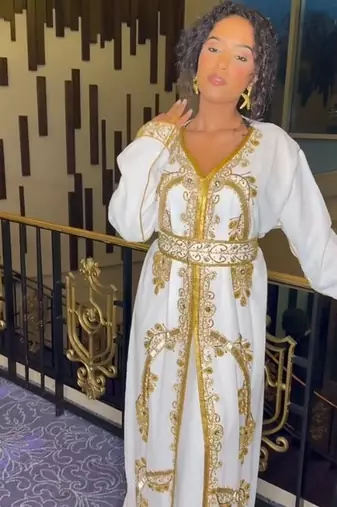 white Kaftan Zari Handcrafted Morrocan Arabic wedding dress