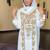 white Kaftan Zari Handcrafted Morrocan Arabic wedding dress with worked scarf
