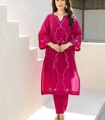 Rani bagh aari work chanderi stitched pant co-ord set