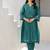 Teal noor aari work chanderi stitched pant co-ord set