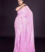 Embellished baby pink color  bollywood georgette saree with unstiched blouse