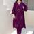Royal plum aari work chanderi stitched pant co-ord set