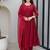 Maroon aari work chanderi stitched pant anarkali