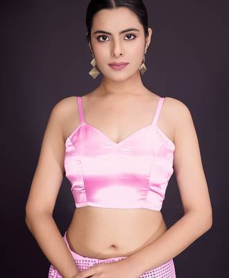 Embellished baby pink color  bollywood georgette saree with unstiched blouse 5