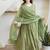 Olive green aari work chanderi stitched pant anarkali