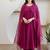 Magenta pink aari work chanderi stitched pant anarkali