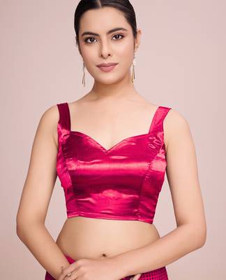 Embellished rose pink color  bollywood georgette saree with unstiched blouse 5
