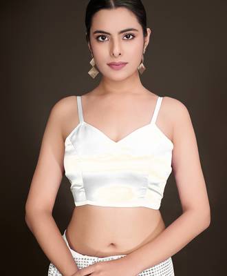 Embellished white color  bollywood georgette saree with unstiched blouse 5