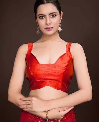 Embellished red color  bollywood georgette saree with unstiched blouse 5