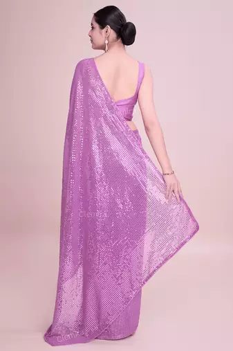 Embellished onion color  bollywood georgette saree with unstiched blouse