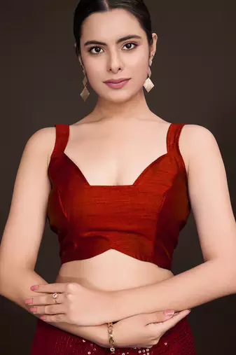 Embellished maroon color  bollywood georgette saree with unstiched blouse