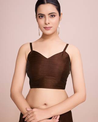 Embellished coffee color  bollywood georgette saree with unstiched blouse 5