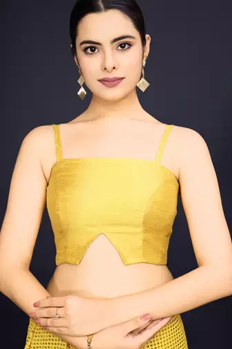 Embellished yellow color  bollywood georgette saree with unstiched blouse