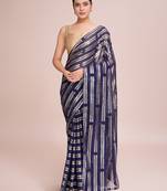 Embellished blue color  bollywood georgette saree with unstiched blouse