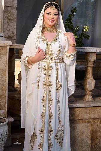 Blue-White Inner Jacket Morrocan Kaftan Silver Detailed work for women