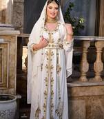 Blue-White Inner Jacket Morrocan Kaftan Silver Detailed work for women