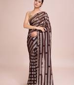 Embellished coffee color  bollywood georgette saree with unstiched blouse