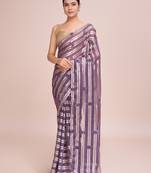 Embellished onion color  bollywood georgette saree with unstiched blouse